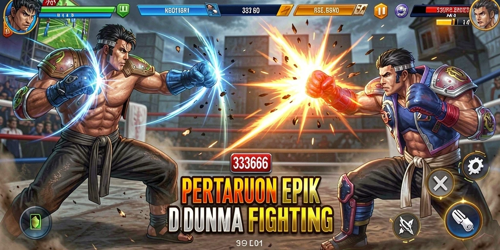Tampilan pertarungan mendebarkan dari game Fighting 333666.