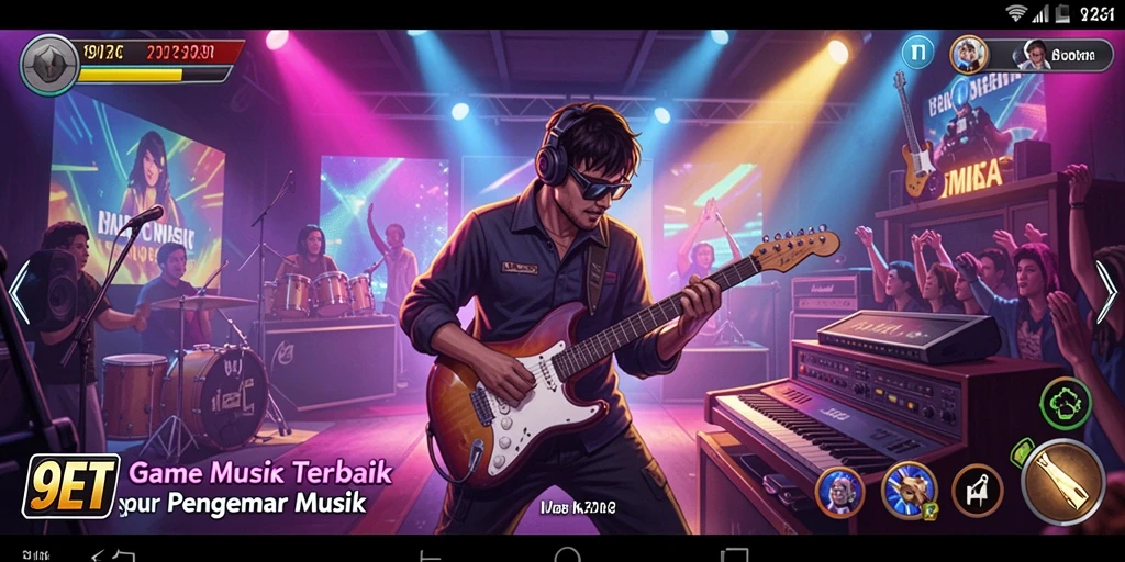 Tampilan gameplay <strong>9ET</strong> yang penuh semangat saat bermain musik bersama teman.