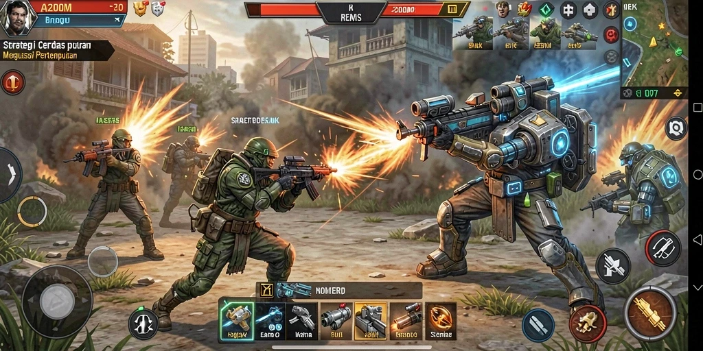 Gameplay A200M menampilkan strategi menarik dan pertempuran dinamis.