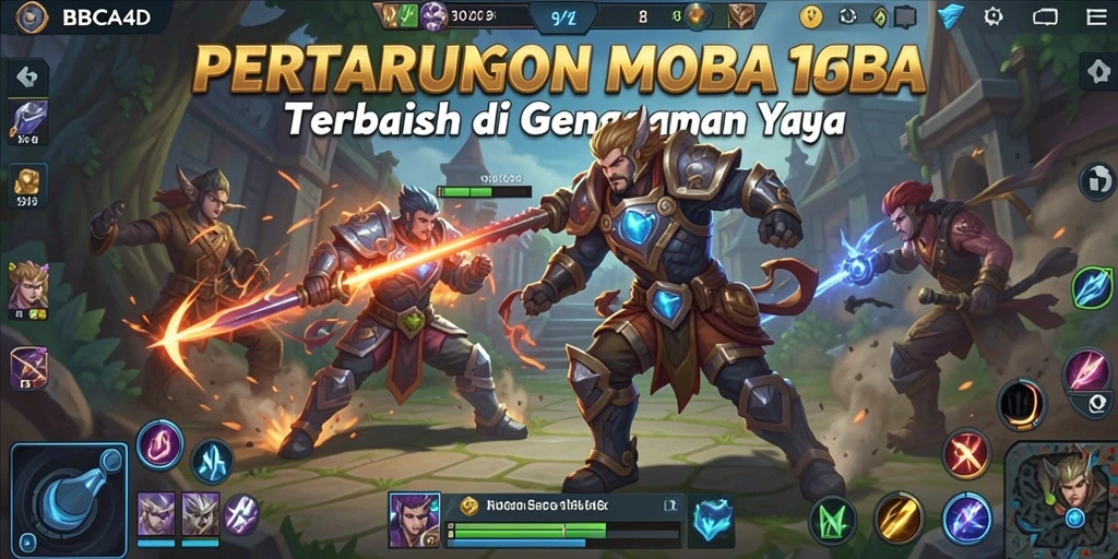 Tangkapan layar dari gameplay intens BBCA4D dengan karakter yang sedang bertarung.