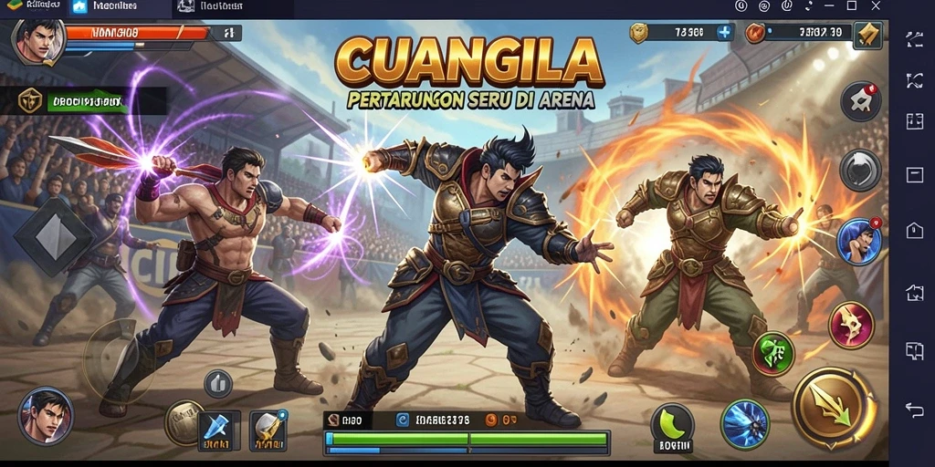 Tangkapan layar dari CUANGILA menampilkan pertarungan epik di arena.