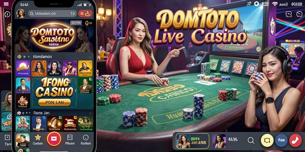 Tampilan gameplay Live Casino yang mendebarkan dan interaktif di DOMTOTO.