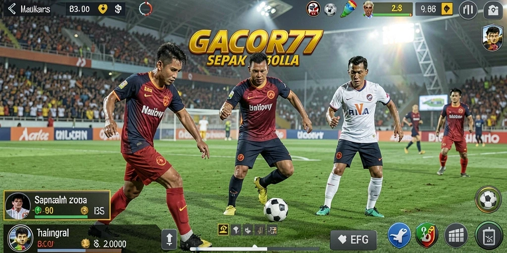Screenshot menunjukkan aksi mendebarkan dalam pertandingan sepak bola.