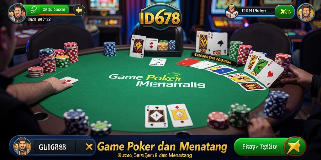 Tampilan gameplay poker yang menarik dan mendebarkan di ID678.
