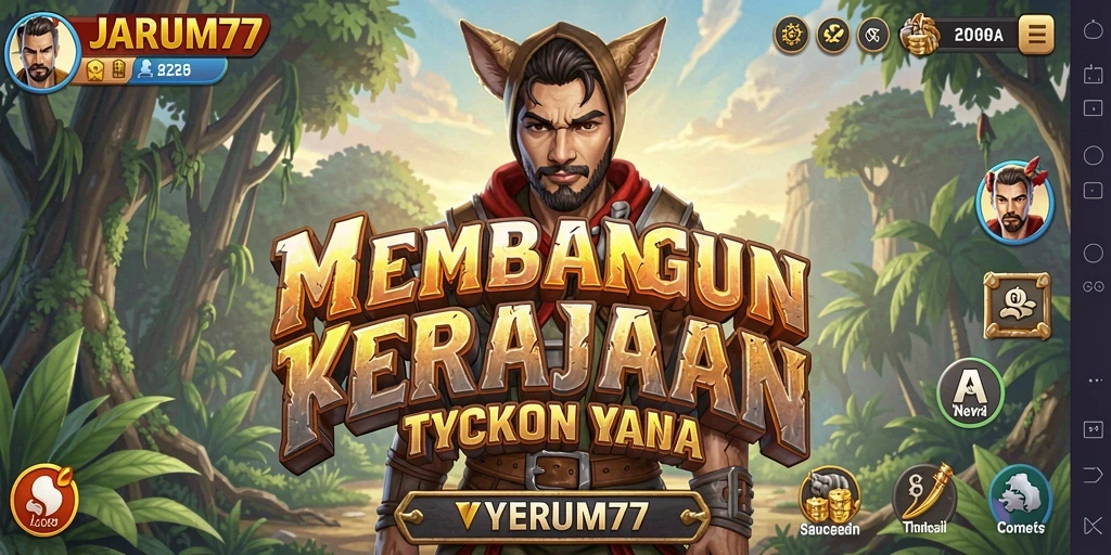 Tampilan gameplay JARUM77 dengan berbagai elemen Tycoon.