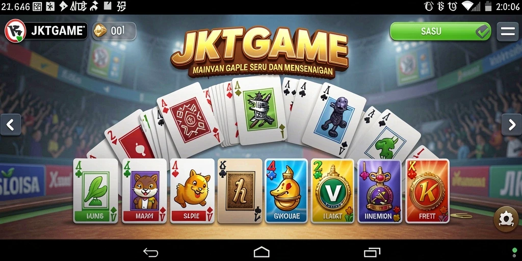 Tampilan gameplay seru dan interaktif JKTGAME saat bermain Gaple.