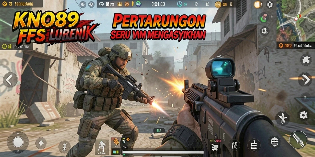 Screenshot utama KNO89 menampilkan aksi seru dalam game FPS.