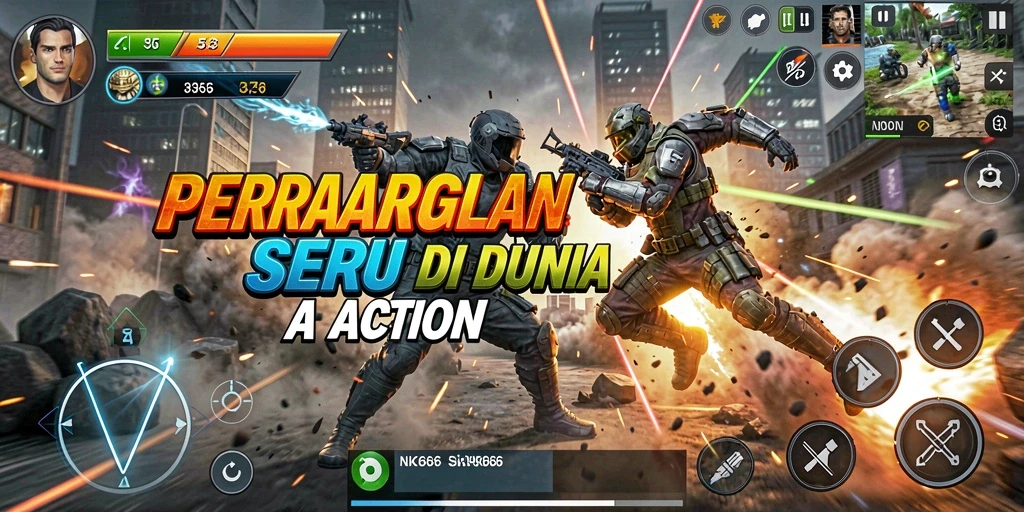 Tangkapan layar yang menampilkan gameplay penuh aksi di NK666.