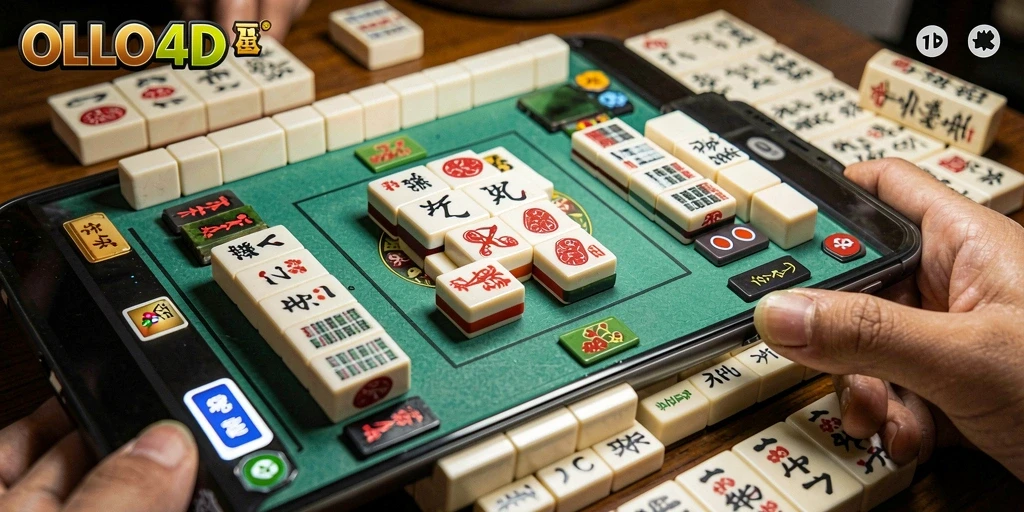 Screenshot gameplay OLLO4D menunjukkan aksi mencocokkan ubin Mahjong.