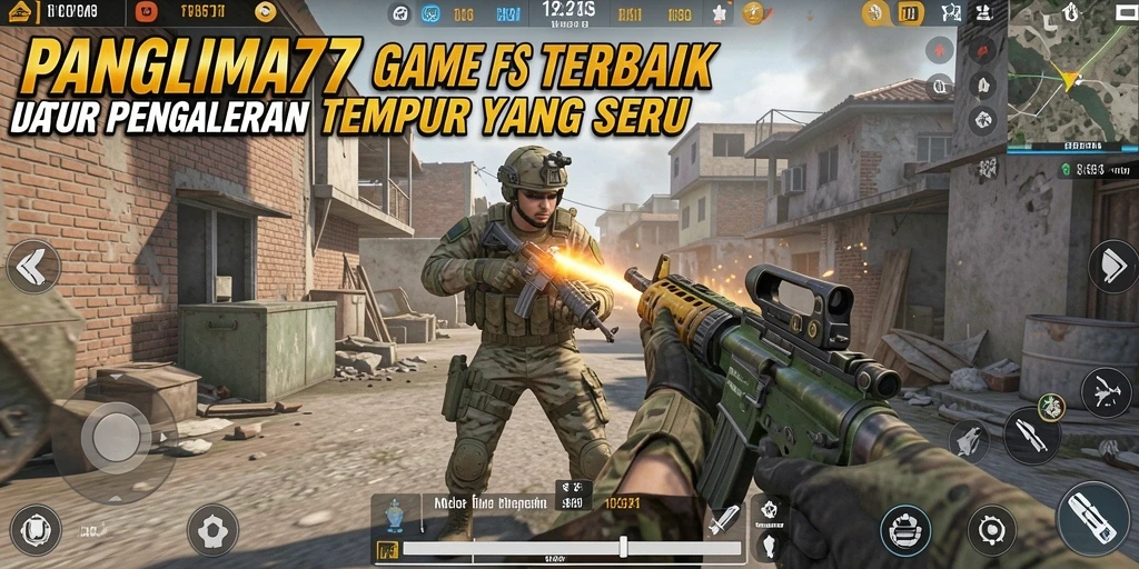 Tangkapan layar menunjukkan aksi intens dalam permainan FPS PANGLIMA77.