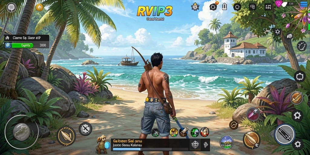 Tangkapan layar menunjukkan gameplay santai RVIP3 yang penuh warna.