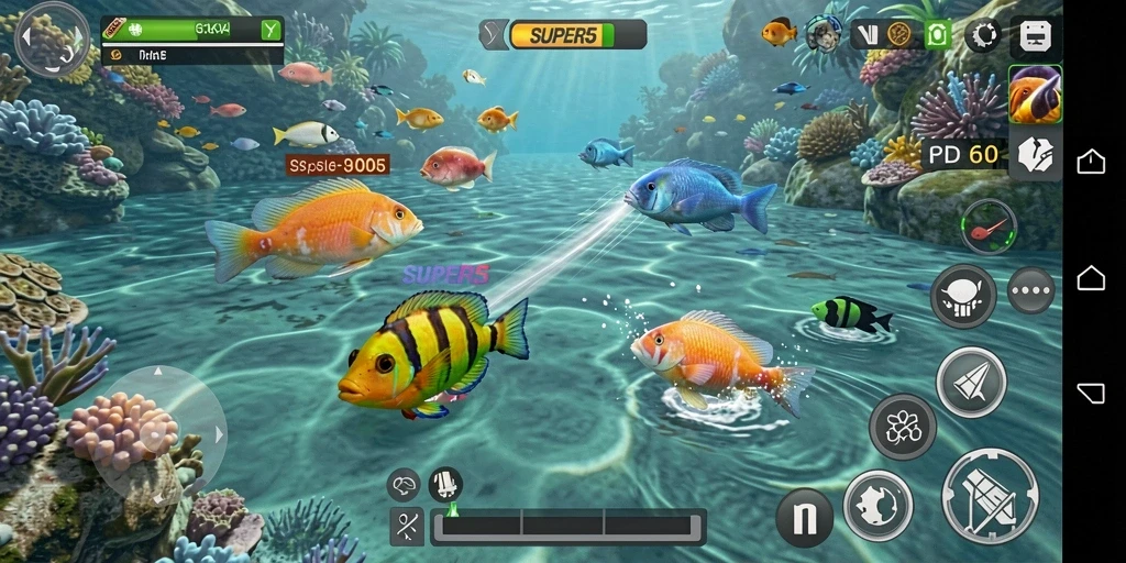 Gameplay seru dengan ragam ikan yang bisa ditembak.