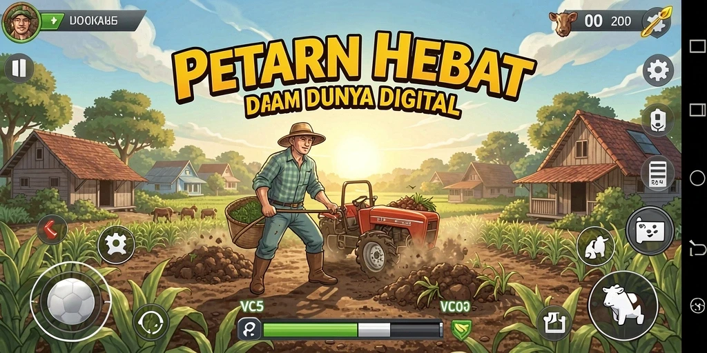 Screenshot gameplay VC5 menunjukkan petani yang merawat tanaman.