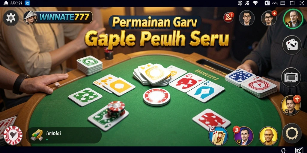 Screenshot gameplay <strong>WINRATE777</strong> menunjukkan permainan gaple yang seru.